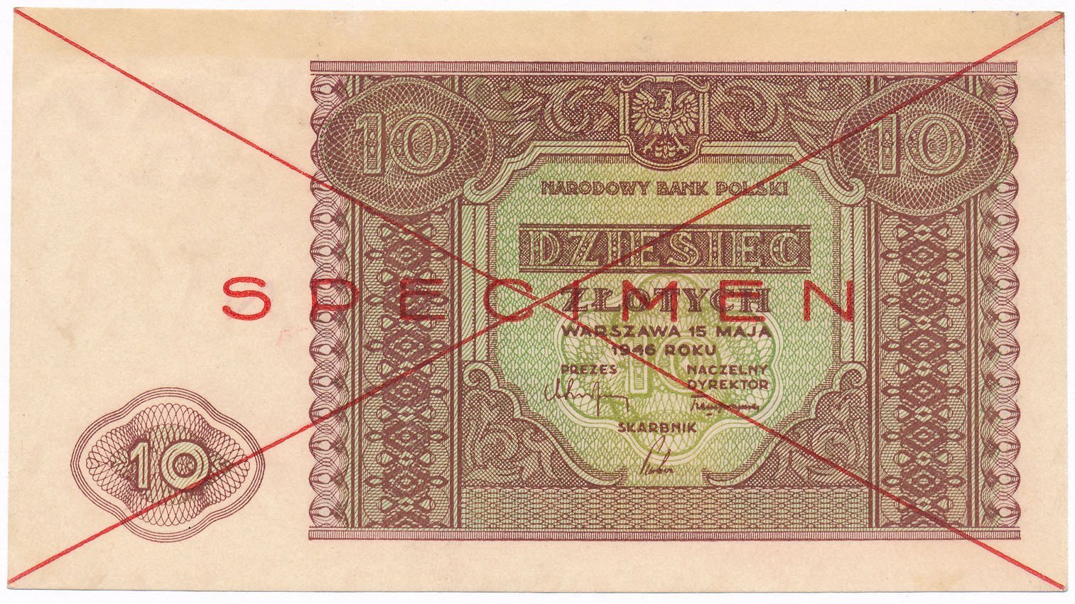 WZÓR / SPECIMEN 10 złotych 1946 , RZADKOŚĆ